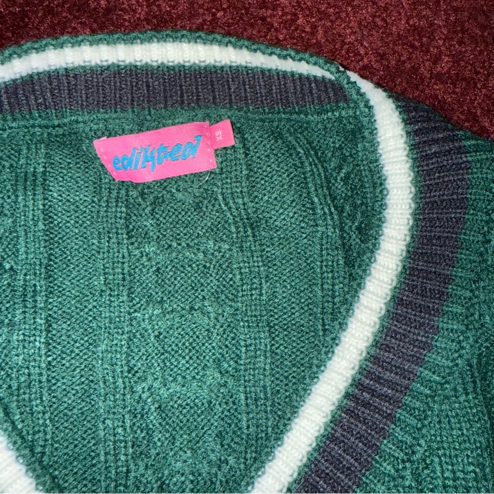 Edikted Amoret oversized green cable sweater Xs - Picture 5 of 5